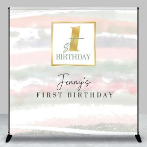 Custom Soft Foggy 1st Birthday Backdrop For Girl - Aperturee