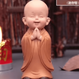 Cute Mini Monk Statue - Resin Buddha Figurine for Home & Desk Decor