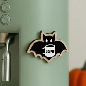 Cute Wooden Bat Coffee Decor - Halloween Hanging Sticker Ornament