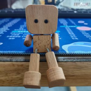 Cute Wooden Dashboard Buddy Shaking Man Figurine Car Decor Toy Gift