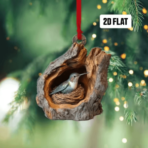 Cute Woodland Animal Acrylic Ornament - Tree Trunk Christmas Hanging Decor