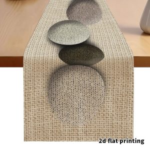 Earth Tone Pebble Pattern Table Runner - Textured Neutral Dining Table Decor