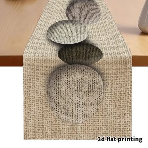 Earth Tone Table Runner Pebble Pattern Neutral Fabric Table Decor