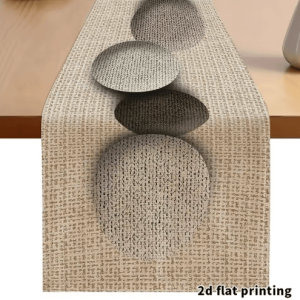 Earth-Toned Pebble Table Runner - Textured Neutral Fabric for Modern Farmhouse Decor
