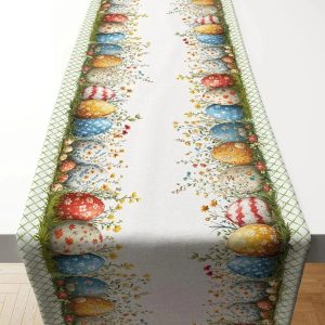 Easter Table Runner Scandinavian Plaid Floral Spring Table Decor