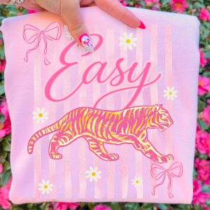 Easy Tiger T-Shirt - Preppy Coquette Striped Graphic Tee