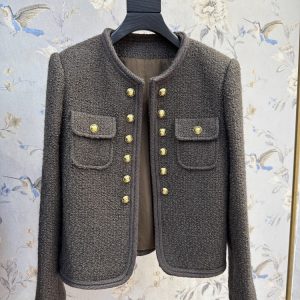 Elegant Tweed Jacket for Office Ladies O Neck Casual Outerwear, Spring Autumn Women Slim Fit Vintage Short Coat