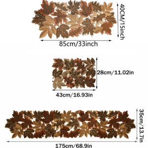 Embroidered Autumn Maple Leaf Table Runner - Rustic Farmhouse Thanksgiving Decor