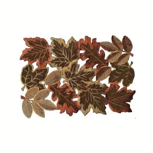 Embroidered Maple Leaf Table Runner for Dining Table - Rustic Farmhouse Autumn Thanksgiving Decor