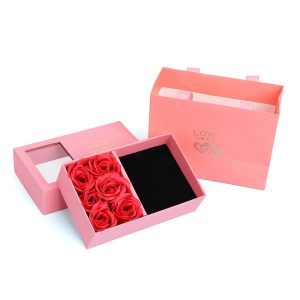 Eternal Rose Jewelry Box Gift Case with Window for Rings Necklaces and Keepsakes