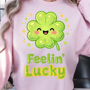 Feeelin' Lucky White Shirt, St. Patrick's Day T-Shirt, Lucky Vibes Tee