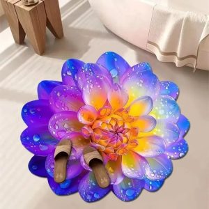 Floral Round Carpet | Ultra-Soft Absorbent Home Decor Rug