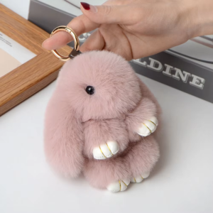Fluffy Bunny Plush Keychain Cute Rabbit Doll Bag Charm Soft Gift Toy