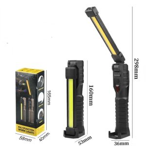 Folding COB XPE LED Work Light Handheld Flashlight USB Rechargeable Emergency Car Inspection Lamp Red SOS Strobe Torch