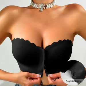 Front Button Underwear Bra, No Underwire, Smoth Breathable Comfortable Solid Color, Gathering, Invisible Women Underwear