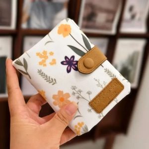 Frosted Print Short Wallet - Cute Zip & Hasp Multi-Card Coin Purse