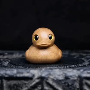 Funny Middle Finger Duck Figurine Handmade Wooden Novelty Duck Decor for Desk & Home