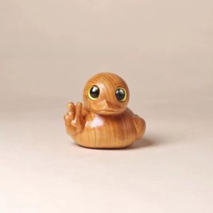Funny Middle Finger Duck Wooden Figurine Mini Desk Decor Gag Gift
