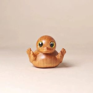 Funny Middle Finger Duck Wooden Figurine for Desk, Shelf and Gift Giving