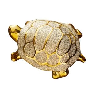 Golden Longevity Turtle Figurine Desk Decor