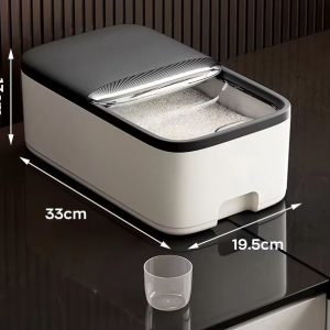GrainGuard Airtight Rice Storage Container with Measuring Cup and Large Capacity Seal
