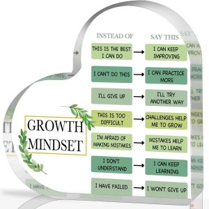 Growth Mindset Decor Acrylic Inspirational Gift for Teachers, Classrooms and Offices