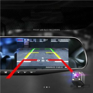 HD Car DVR Dual Dash Cam, Front & Rear Video Recorder with Rearview Mirror Display for Complete Coverage
