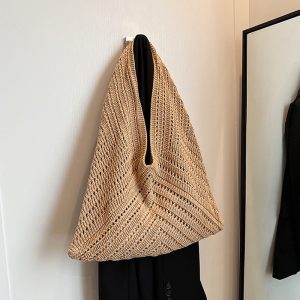 Handmade Crochet Womens Tote Bag Trendy Large Capacity Beach Shoulder Bag