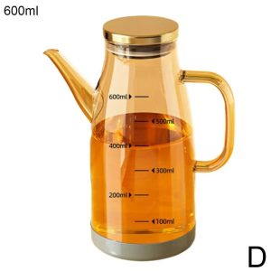High-Capacity Glass Oil Dispenser with Stainless Steel Lid
