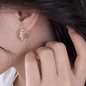 Imitation Pearl Circle Earring, Small Round Hoop Earrings for Women, Exquisite Texture Earrings Jewellery