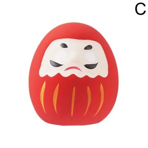 Japanese Ceramic Daruma Doll - Miniature Lucky Charm Fortune Ornament for Home Decor, Landscape Crafts & Gifts