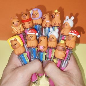 Kawaii Capybara Multicolor Ballpoint Pens Set Cute Mini School Writing Pens