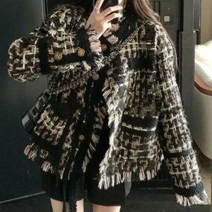 Korean Chic Tweed Tassel Jacket | Plaid Spring & Autumn Blazer