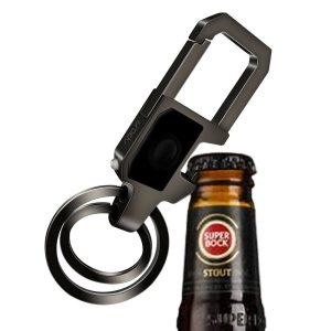 LED Bottle Opener Keychain with Flashlight Zinc Alloy Key Ring Gift