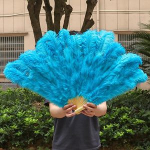 Large Ostrich Feather Fan Folding Dance Performance Stage Prop