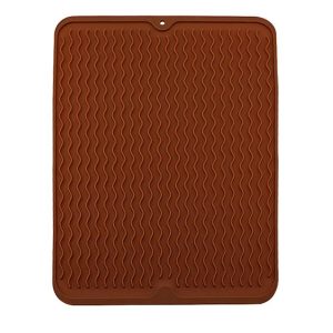 Large Silicone Dish Drying Mat for Kitchen Counter with Drain Lip