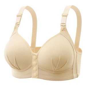 Large Size Front Buckle Sexy Push Up Bra, Comfortable Adjustable Thin Cup, Breathable Ladies Underwear for Middle-aged