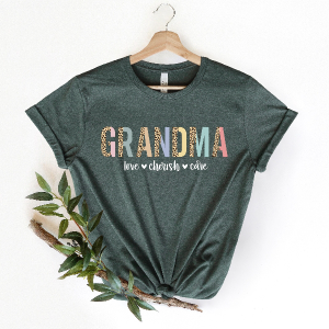 Leopard Grandma Shirt Love Cherish Care Tee Mothers Day Gift