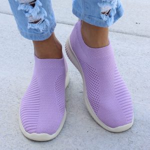 Lightweight Women Slip On White Sneakers, Casual Flat Shoes for Summer & Autumn Comfort, Stylish Basket Flats