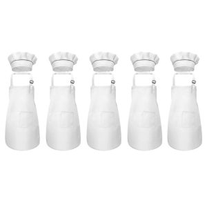 LittleChef Kids Apron & Hat Set - Adjustable Cooking & Painting Costume Kit for Children, 5 Sets