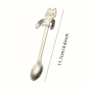 Lovely Cat Shape Stainless Steel Coffee and Dessert Spoon