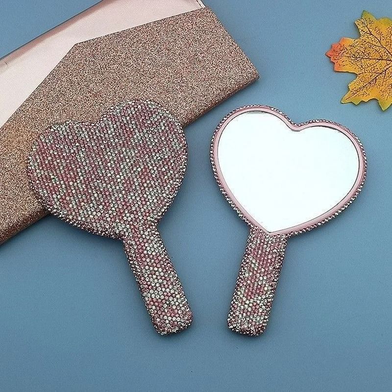 Luxe Diamond Heart Handheld Vanity Mirror