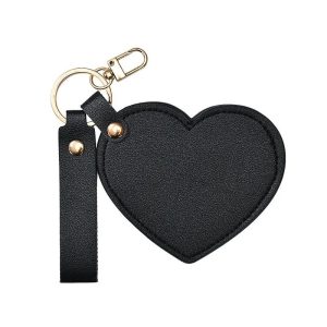 Luxe PU Leather Heart Mirror Keychain