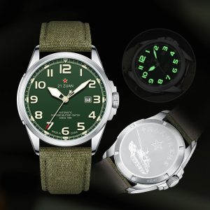 Luxury Military Mens Watch Automatic Mechanical, Luminous, Wear-Resistant Leather Strap