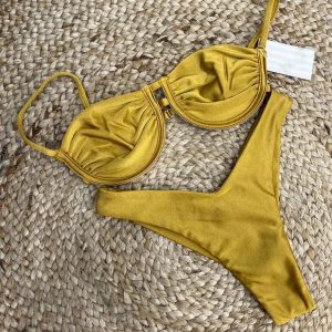 Luxury Print Halter One-Piece - Push-Up Brazilian Beach Exit Swimsuit