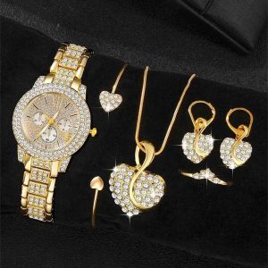 Luxury Rhinestone Quartz Jewelry Set