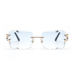 Luxury Rimless Sunglasses Diamond Cut Square Frameless Glasses