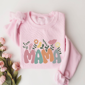 Mama Wildflower Sweatshirt Mom Est 2024 Crewneck Gift