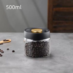 Manual Vacuum Coffee Storage Jar Borosilicate Glass Airtight Moisture Proof Container