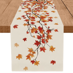 Maple Leaf Burlap Table Runner - Rustic Autumn Farmhouse Table Decor